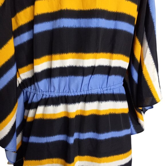 Michael Kors Size M Top Kaftan Poncho Womens Striped V-Neck Polyester - Picture 6 of 10